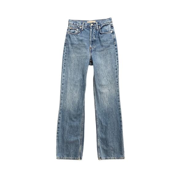 Topshop Jeans Womens 4 Denim High Rise Button Fly Straight Leg 5 Pocket Stretch - Picture 1 of 11